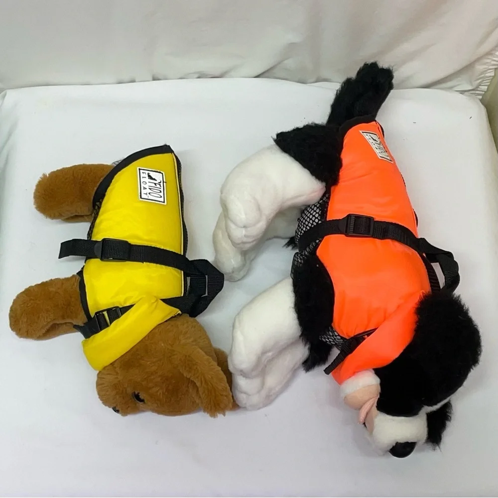 Fido Float Dog Life Jacket /Bundle of 2/Size X-Small & XX-Small -Yellow & Orange